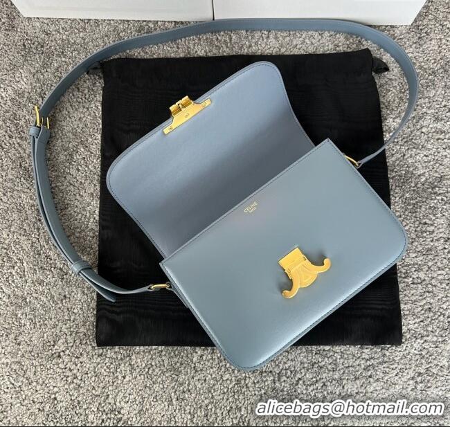 New Classic Celine Classique Triomphe Bag in Shiny Calfskin 187363 Grey-blue 2025