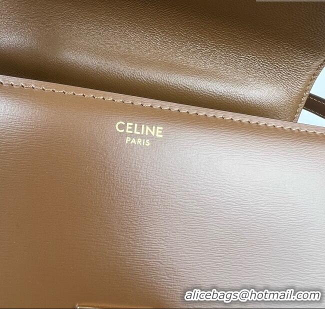 Good Looking Celine Teen Triomphe Bag in Shiny Calfskin 188423 Khaki Brown 2025