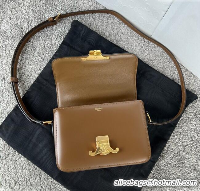 Good Looking Celine Teen Triomphe Bag in Shiny Calfskin 188423 Khaki Brown 2025