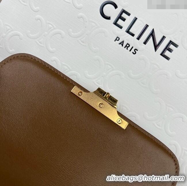 Good Looking Celine Teen Triomphe Bag in Shiny Calfskin 188423 Khaki Brown 2025