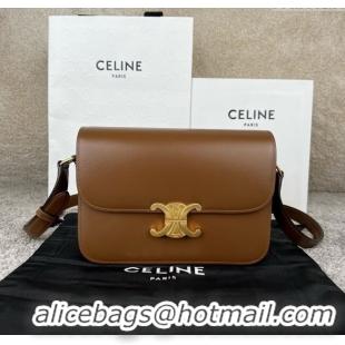 Top Grade Celine Classique Triomphe Bag in Shiny Calfskin 187363 Khaki Brown 2025