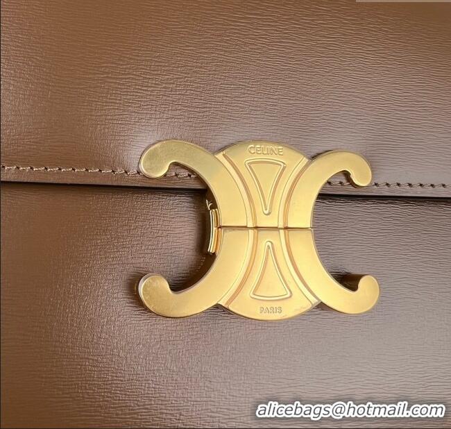 Top Grade Celine Classique Triomphe Bag in Shiny Calfskin 187363 Khaki Brown 2025