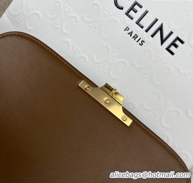 Top Grade Celine Classique Triomphe Bag in Shiny Calfskin 187363 Khaki Brown 2025