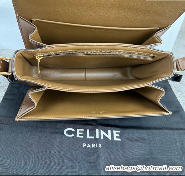 Top Grade Celine Classique Triomphe Bag in Shiny Calfskin 187363 Khaki Brown 2025