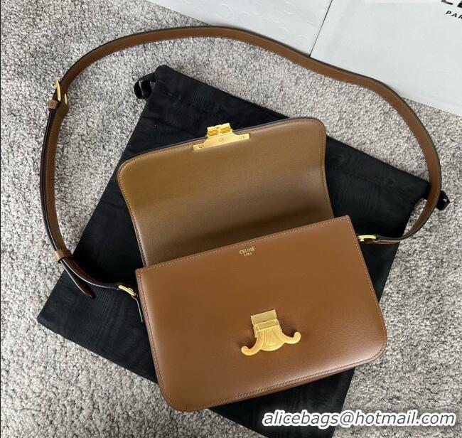Top Grade Celine Classique Triomphe Bag in Shiny Calfskin 187363 Khaki Brown 2025