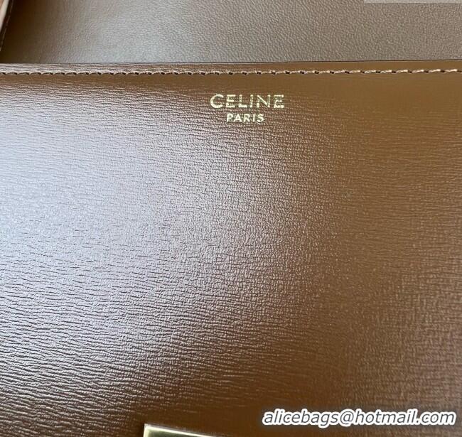 Top Grade Celine Classique Triomphe Bag in Shiny Calfskin 187363 Khaki Brown 2025