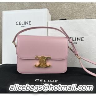 Original Cheap Celine Teen Triomphe Bag in Shiny Calfskin 188423 Sakura Pink 2025