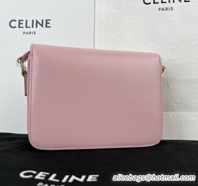Original Cheap Celine Teen Triomphe Bag in Shiny Calfskin 188423 Sakura Pink 2025