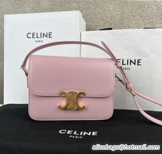 Original Cheap Celine Teen Triomphe Bag in Shiny Calfskin 188423 Sakura Pink 2025