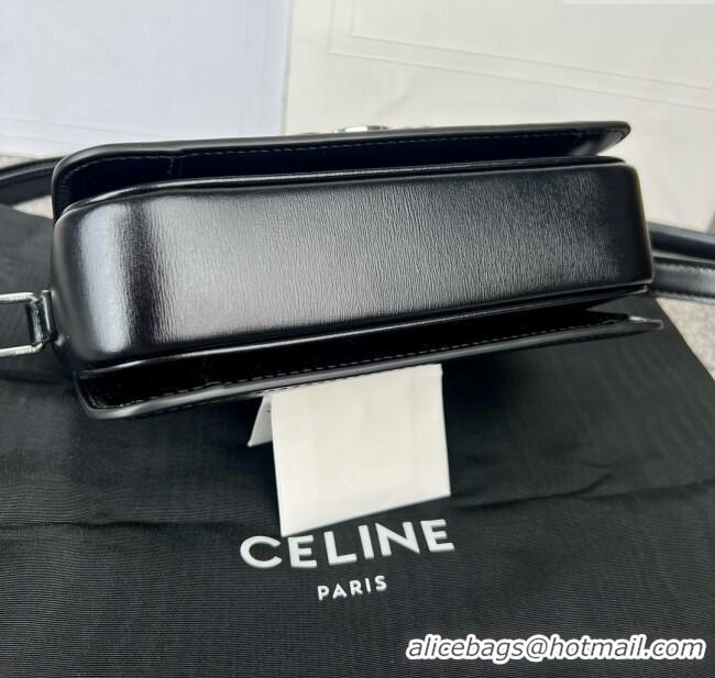 Discount Celine Teen Triomphe Bag in Shiny Calfskin 188423 Black/Silver 2025