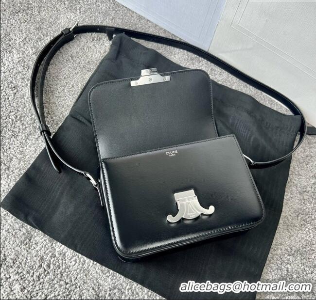 Discount Celine Teen Triomphe Bag in Shiny Calfskin 188423 Black/Silver 2025