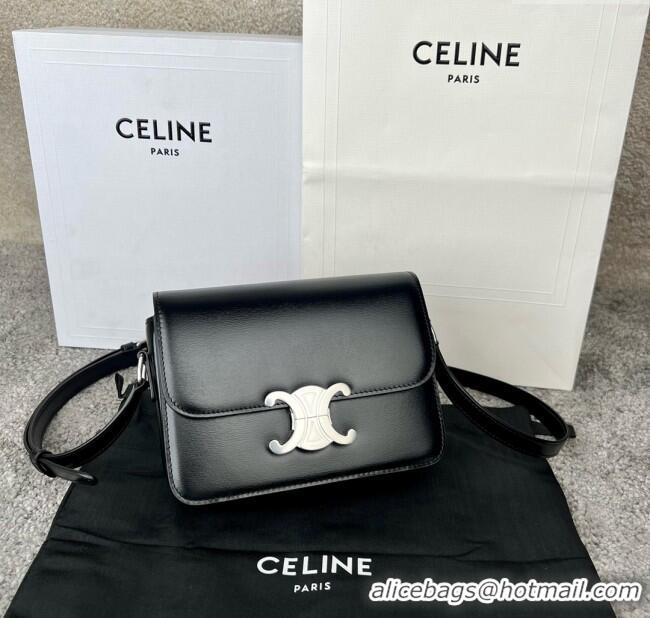Discount Celine Teen Triomphe Bag in Shiny Calfskin 188423 Black/Silver 2025
