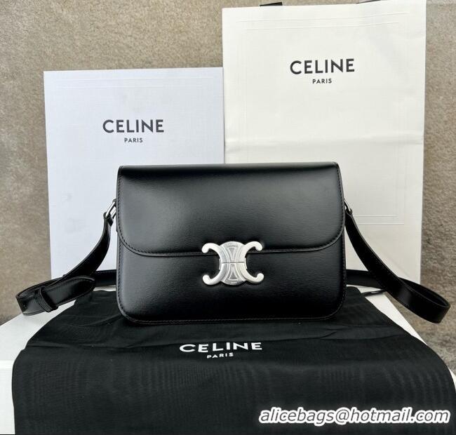 Top Grade Celine Classique Triomphe Bag in Shiny Calfskin 187363 Black/Silver 2025