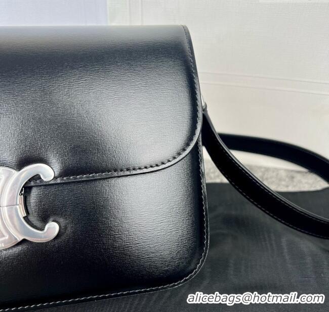 Top Grade Celine Classique Triomphe Bag in Shiny Calfskin 187363 Black/Silver 2025