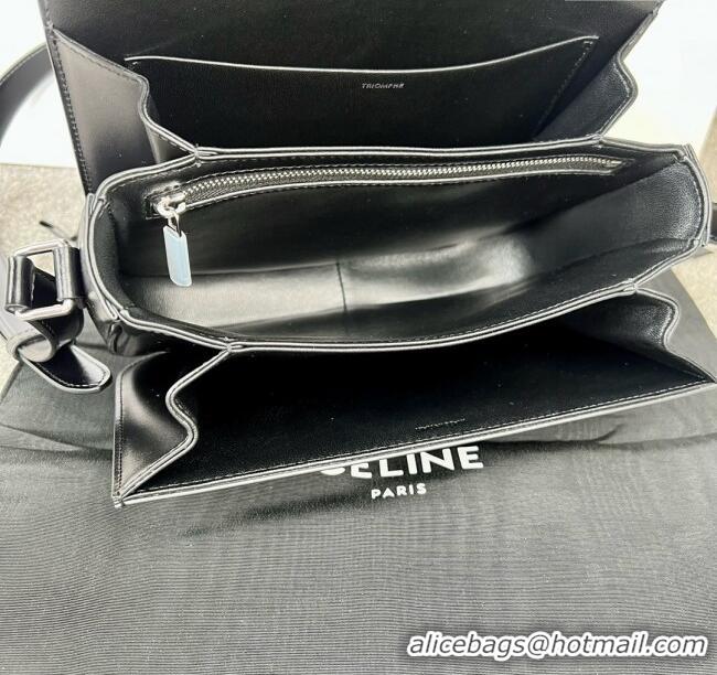 Top Grade Celine Classique Triomphe Bag in Shiny Calfskin 187363 Black/Silver 2025