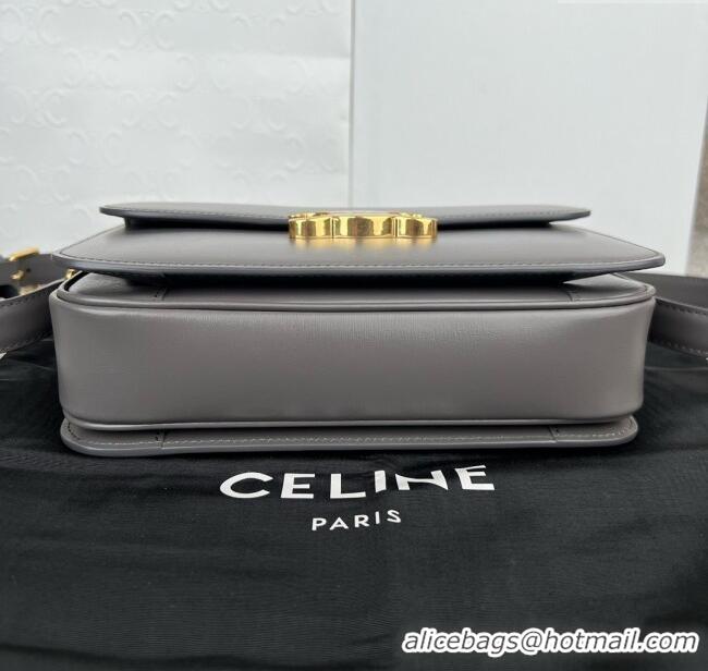 Fashion Cheap Celine Classique Triomphe Bag in Shiny Calfskin 187363 Lava Grey 2025