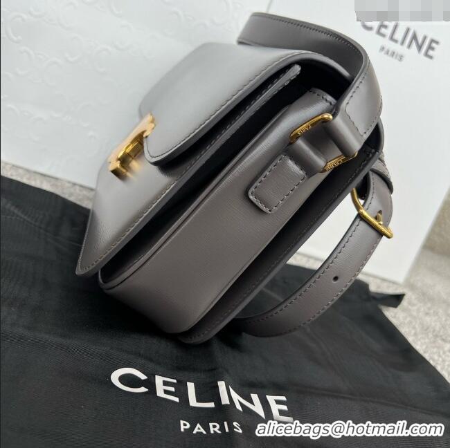 Fashion Cheap Celine Classique Triomphe Bag in Shiny Calfskin 187363 Lava Grey 2025