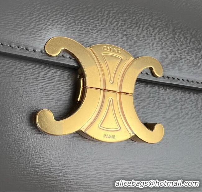 Fashion Cheap Celine Classique Triomphe Bag in Shiny Calfskin 187363 Lava Grey 2025