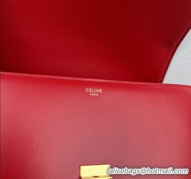 Pretty Style Celine Classique Triomphe Bag in Shiny Calfskin 187363 Red 2025