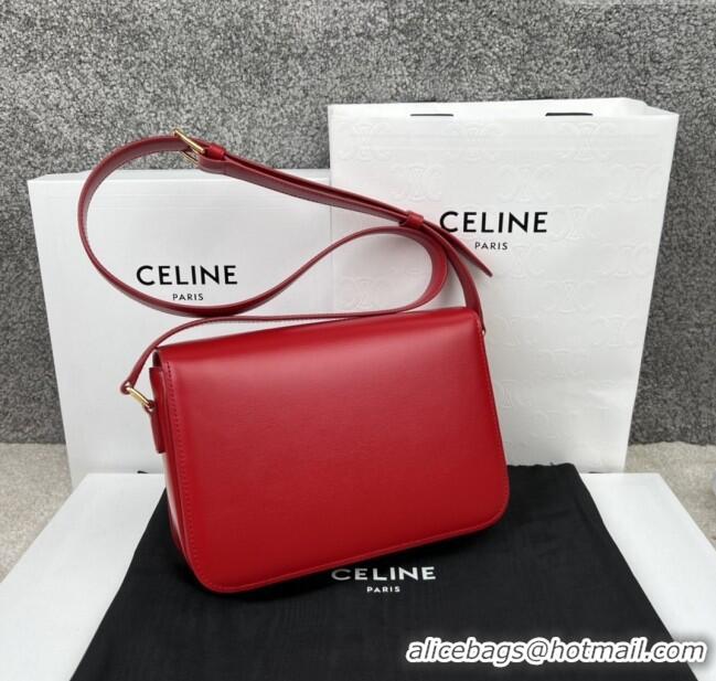 Pretty Style Celine Classique Triomphe Bag in Shiny Calfskin 187363 Red 2025