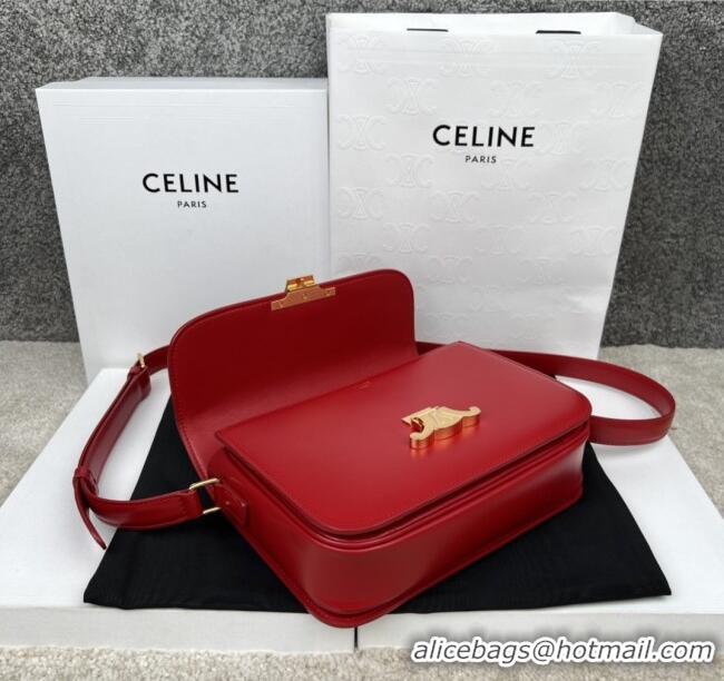 Pretty Style Celine Classique Triomphe Bag in Shiny Calfskin 187363 Red 2025