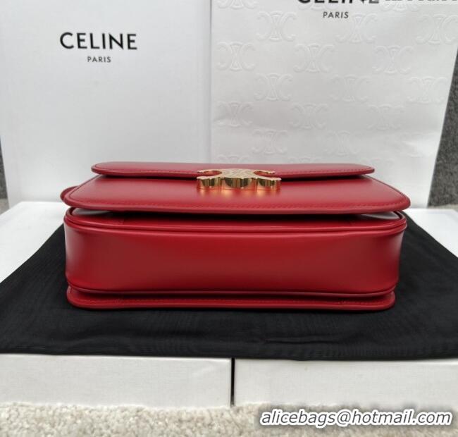 Pretty Style Celine Classique Triomphe Bag in Shiny Calfskin 187363 Red 2025