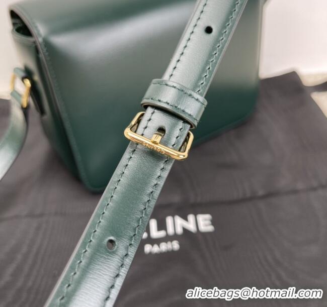 Luxury Cheap Celine Teen Triomphe Bag in Shiny Calfskin 188423 Dark Green 2025