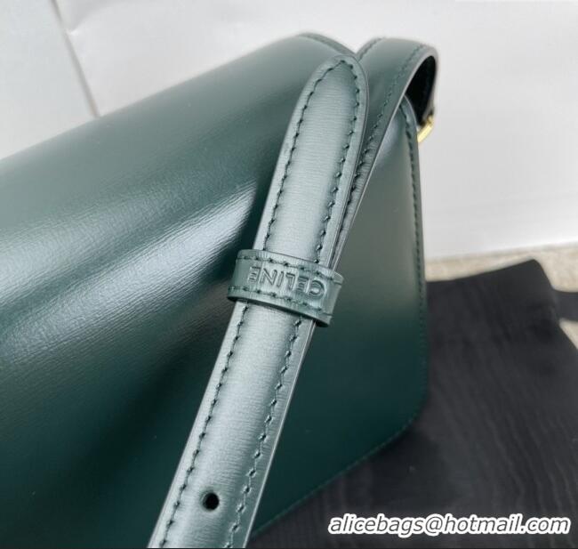 Luxury Cheap Celine Teen Triomphe Bag in Shiny Calfskin 188423 Dark Green 2025