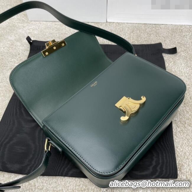 Best Price Celine Classique Triomphe Bag in Shiny Calfskin 187363 Dark Green 2025