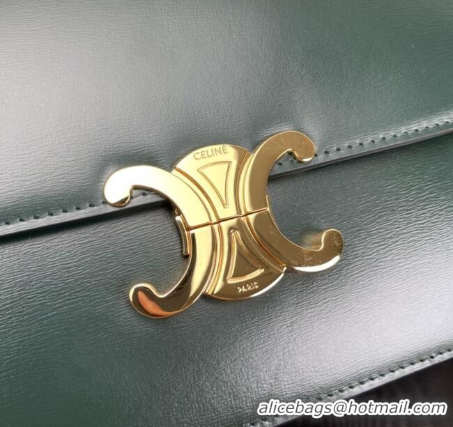 Best Price Celine Classique Triomphe Bag in Shiny Calfskin 187363 Dark Green 2025