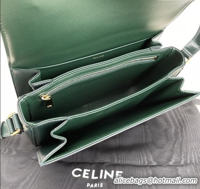 Best Price Celine Classique Triomphe Bag in Shiny Calfskin 187363 Dark Green 2025