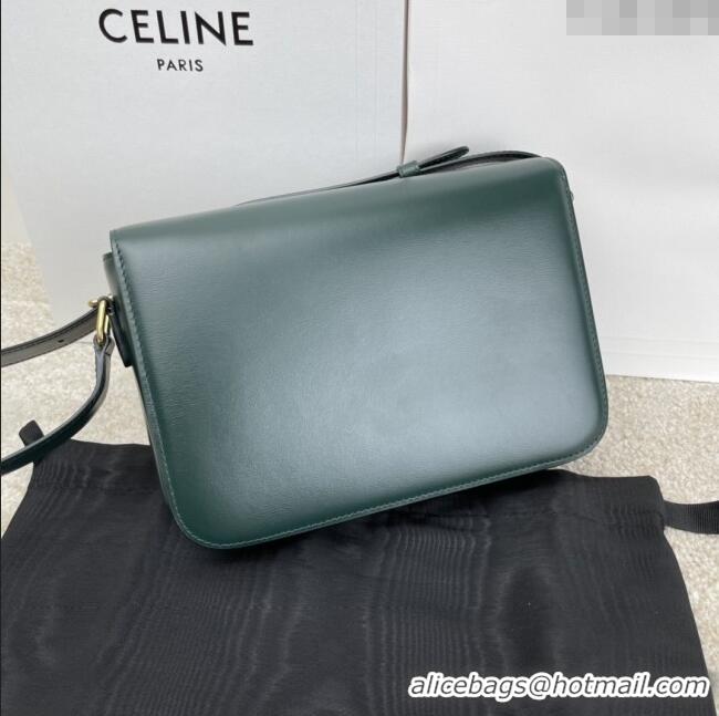 Best Price Celine Classique Triomphe Bag in Shiny Calfskin 187363 Dark Green 2025