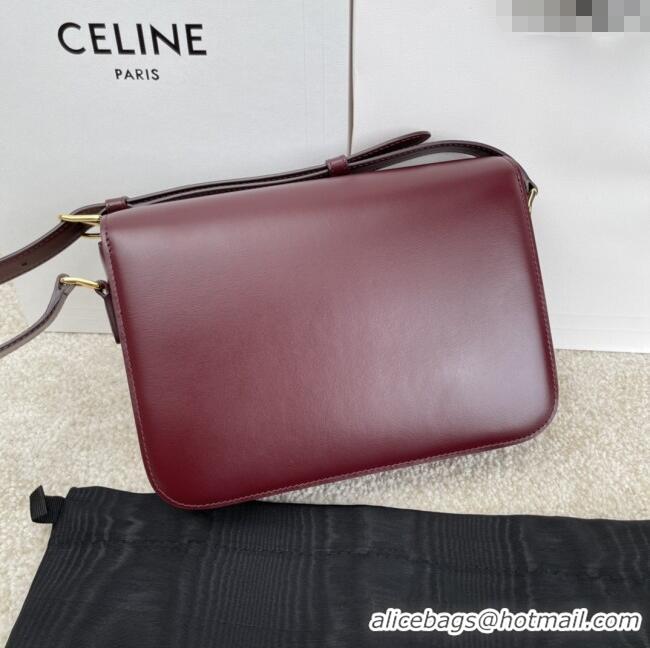 Top Design Celine Classique Triomphe Bag in Shiny Calfskin 187363 Burgundy 2025