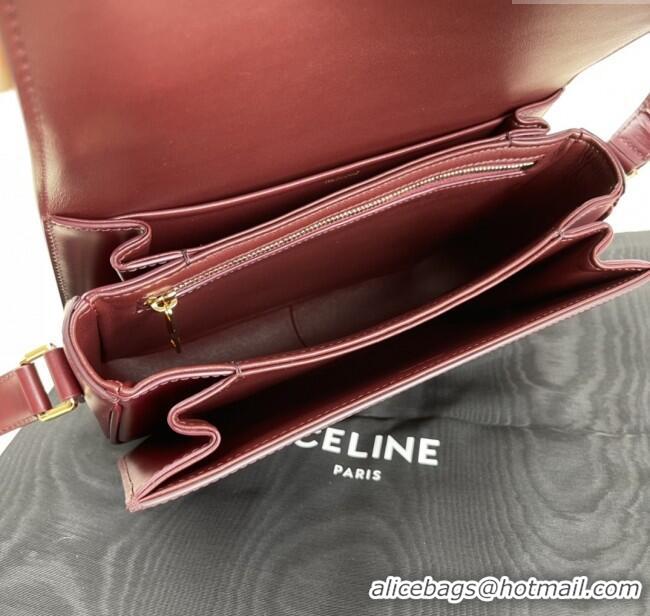 Top Design Celine Classique Triomphe Bag in Shiny Calfskin 187363 Burgundy 2025