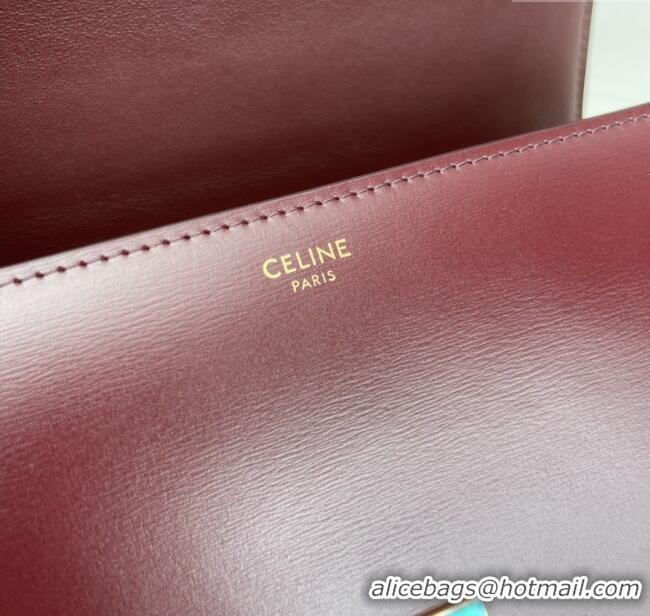 Top Design Celine Classique Triomphe Bag in Shiny Calfskin 187363 Burgundy 2025