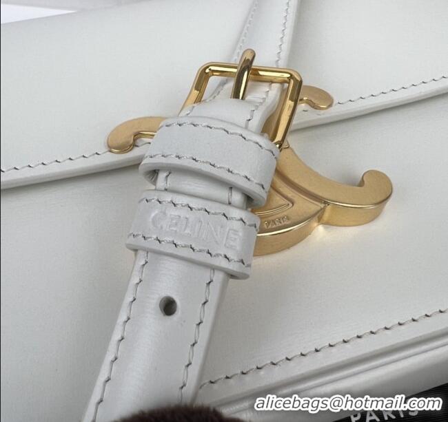 Big Discount Celine Teen Triomphe Bag in Shiny Calfskin 188423 White 2025