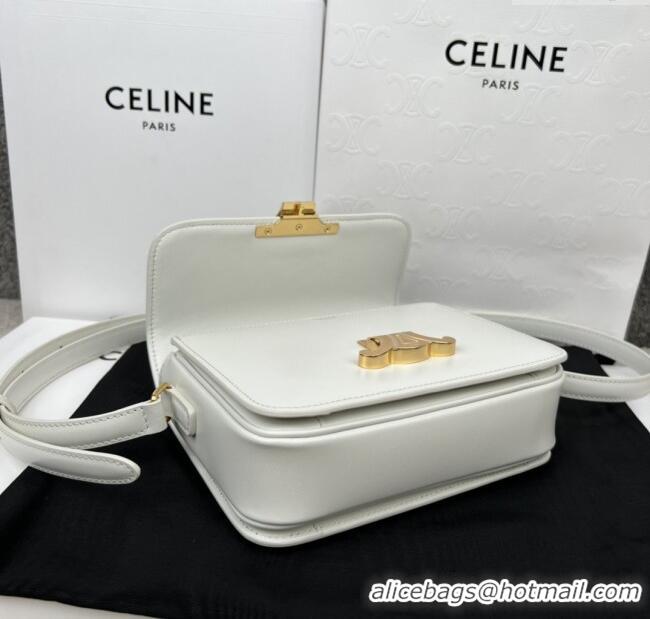 Big Discount Celine Teen Triomphe Bag in Shiny Calfskin 188423 White 2025