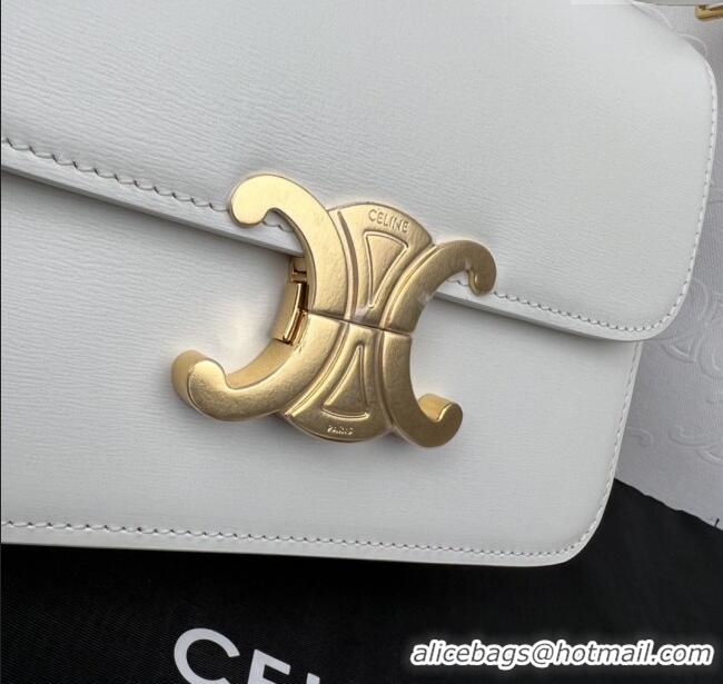 Big Discount Celine Teen Triomphe Bag in Shiny Calfskin 188423 White 2025