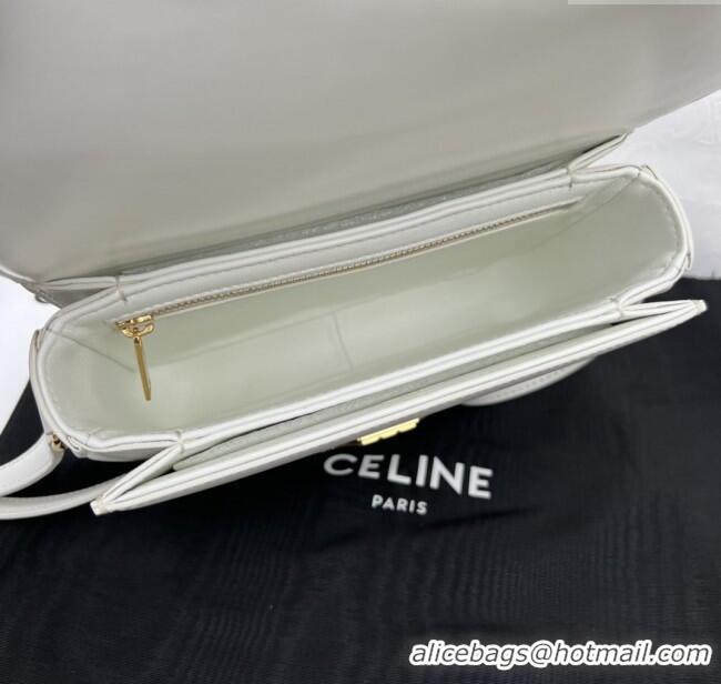 Big Discount Celine Teen Triomphe Bag in Shiny Calfskin 188423 White 2025