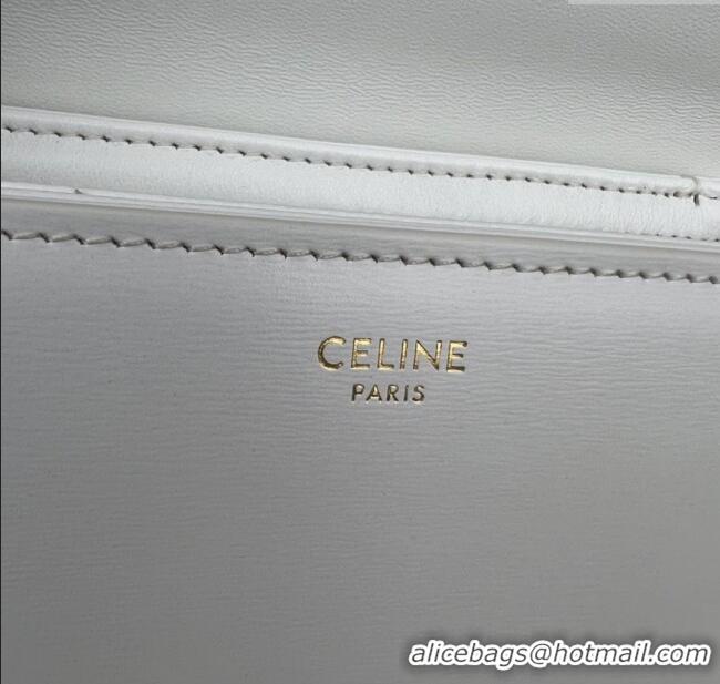 Big Discount Celine Teen Triomphe Bag in Shiny Calfskin 188423 White 2025