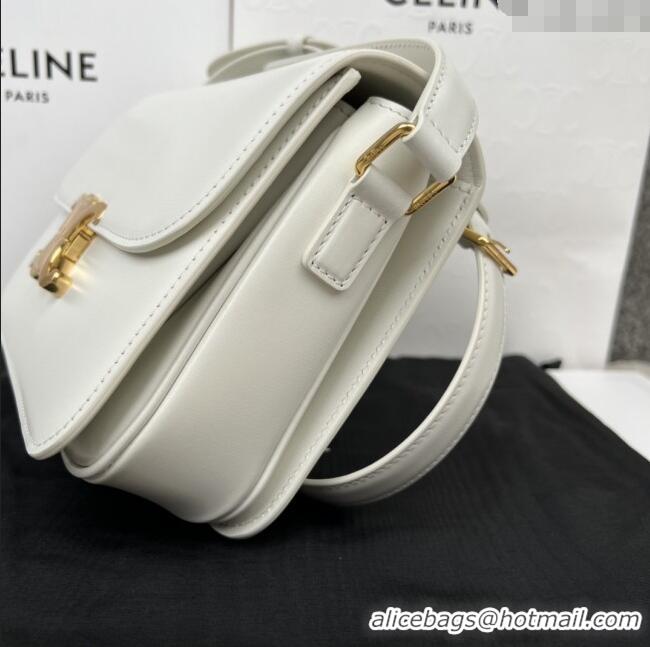 Luxury Cheap Celine Classique Triomphe Bag in Shiny Calfskin 187363 White 2025