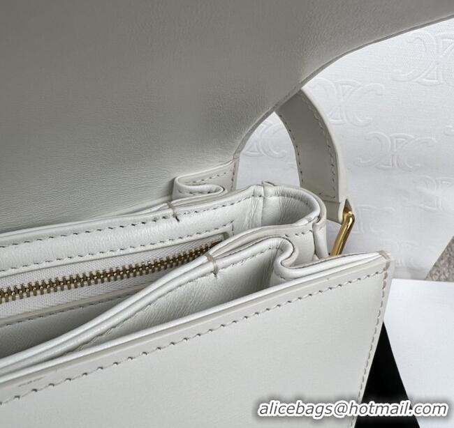 Luxury Cheap Celine Classique Triomphe Bag in Shiny Calfskin 187363 White 2025