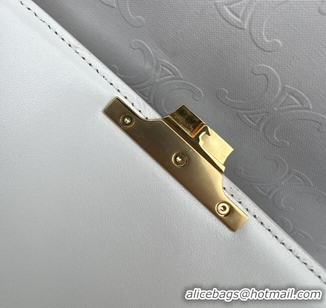 Luxury Cheap Celine Classique Triomphe Bag in Shiny Calfskin 187363 White 2025