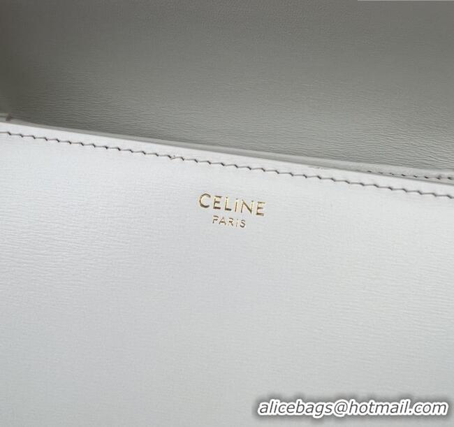 Luxury Cheap Celine Classique Triomphe Bag in Shiny Calfskin 187363 White 2025