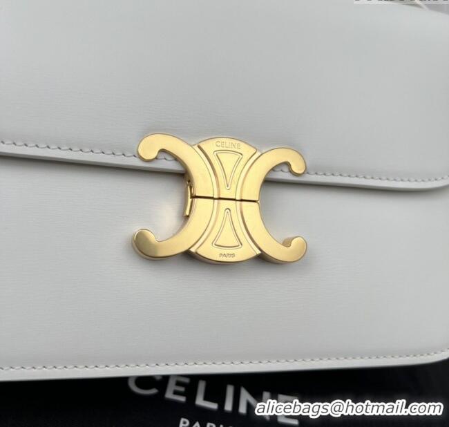 Luxury Cheap Celine Classique Triomphe Bag in Shiny Calfskin 187363 White 2025