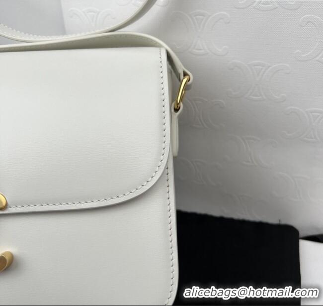 Luxury Cheap Celine Classique Triomphe Bag in Shiny Calfskin 187363 White 2025