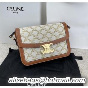 Promotional Celine Classique Triomphe Bag in Triomphe Canvas & Calfskin 187363 White 2025