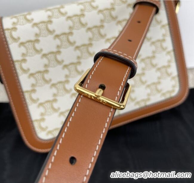 Promotional Celine Classique Triomphe Bag in Triomphe Canvas & Calfskin 187363 White 2025