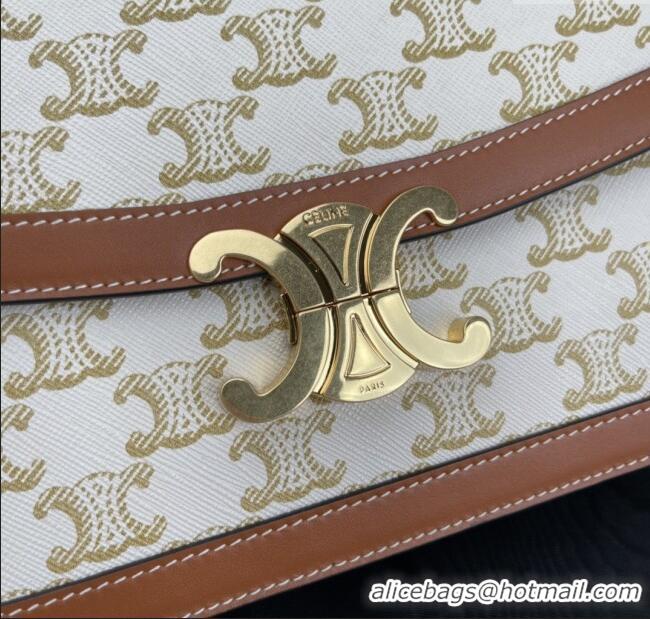 Promotional Celine Classique Triomphe Bag in Triomphe Canvas & Calfskin 187363 White 2025