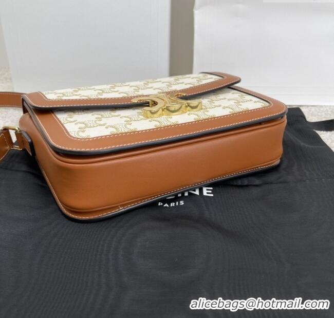 Promotional Celine Classique Triomphe Bag in Triomphe Canvas & Calfskin 187363 White 2025